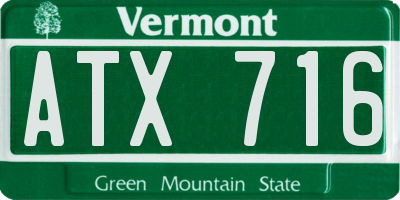 VT license plate ATX716