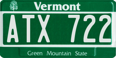 VT license plate ATX722