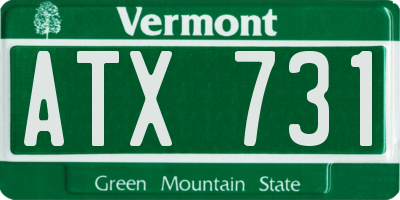 VT license plate ATX731