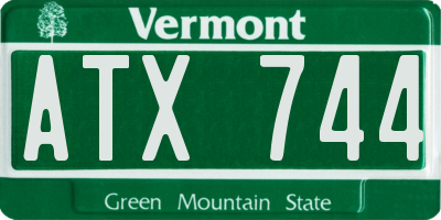VT license plate ATX744
