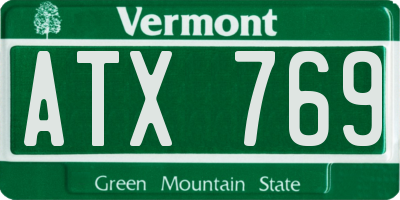 VT license plate ATX769