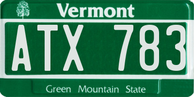 VT license plate ATX783