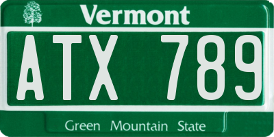 VT license plate ATX789