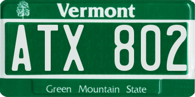 VT license plate ATX802
