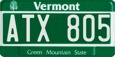 VT license plate ATX805