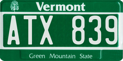 VT license plate ATX839