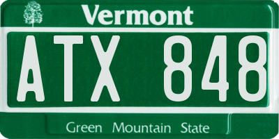 VT license plate ATX848