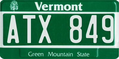 VT license plate ATX849