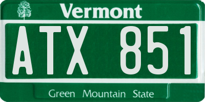 VT license plate ATX851