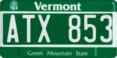 VT license plate ATX853