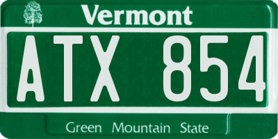 VT license plate ATX854