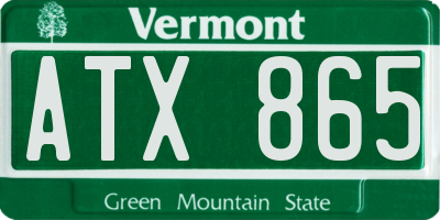 VT license plate ATX865