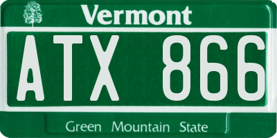 VT license plate ATX866