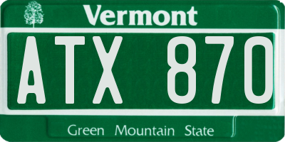 VT license plate ATX870