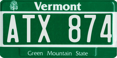 VT license plate ATX874