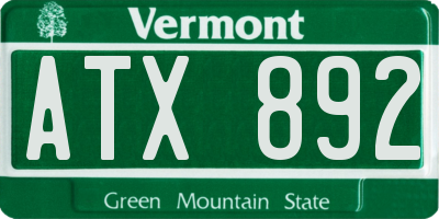 VT license plate ATX892