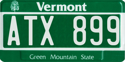 VT license plate ATX899