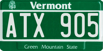 VT license plate ATX905