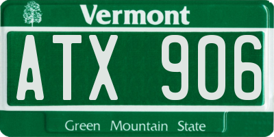VT license plate ATX906