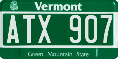 VT license plate ATX907