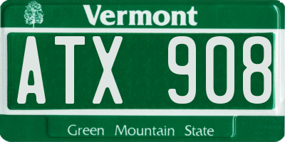 VT license plate ATX908