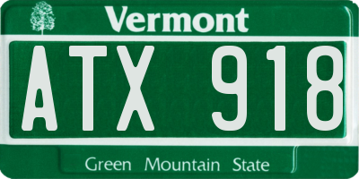 VT license plate ATX918