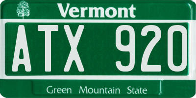 VT license plate ATX920