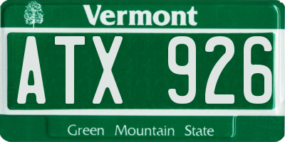 VT license plate ATX926