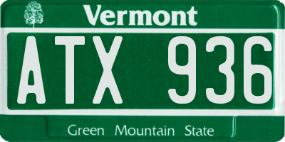 VT license plate ATX936