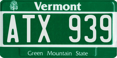 VT license plate ATX939
