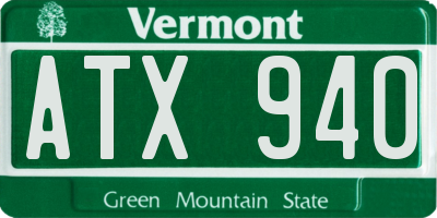 VT license plate ATX940