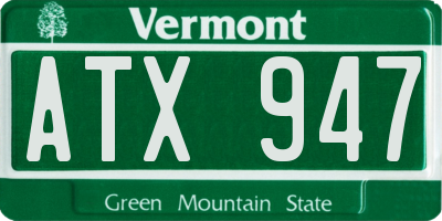 VT license plate ATX947