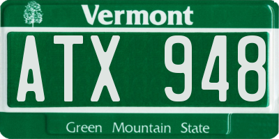 VT license plate ATX948