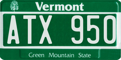 VT license plate ATX950