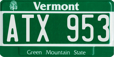 VT license plate ATX953