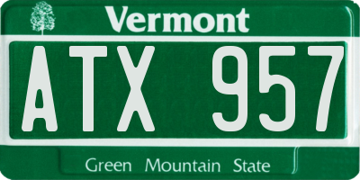 VT license plate ATX957