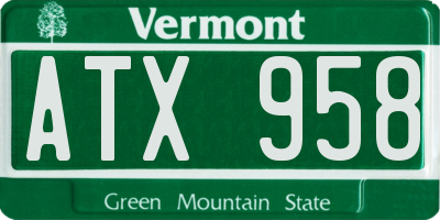 VT license plate ATX958