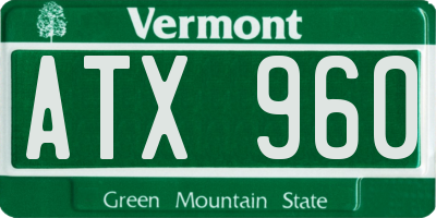 VT license plate ATX960