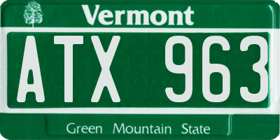 VT license plate ATX963