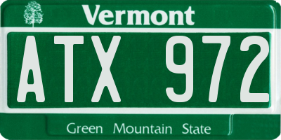 VT license plate ATX972