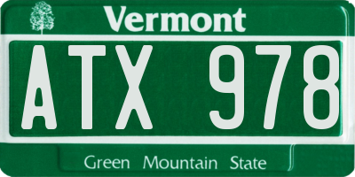 VT license plate ATX978