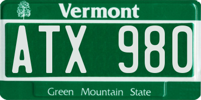 VT license plate ATX980