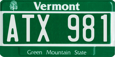 VT license plate ATX981