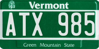 VT license plate ATX985