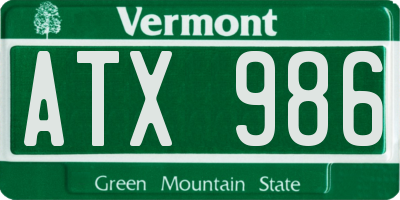 VT license plate ATX986