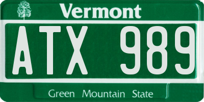 VT license plate ATX989