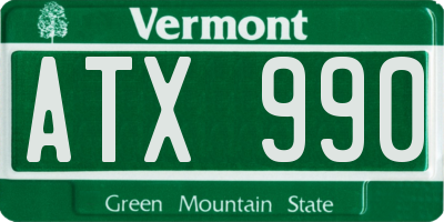 VT license plate ATX990