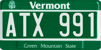 VT license plate ATX991