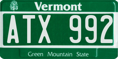 VT license plate ATX992