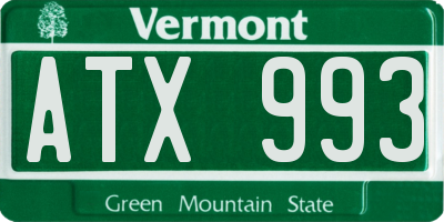 VT license plate ATX993